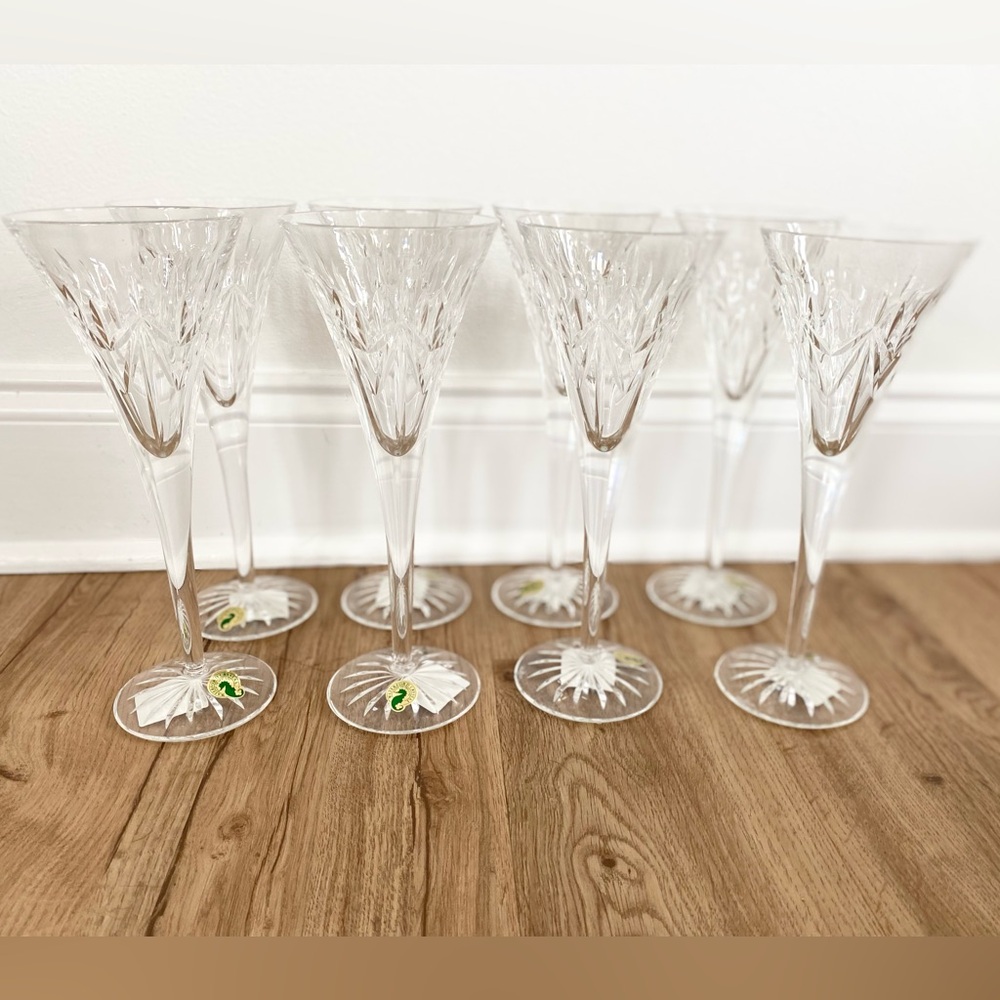 WATERFORD Lismore Pops Crystal Champagne Flutes
 Set of 8